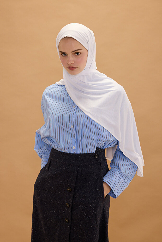 Bamboo Combed Shawl - White