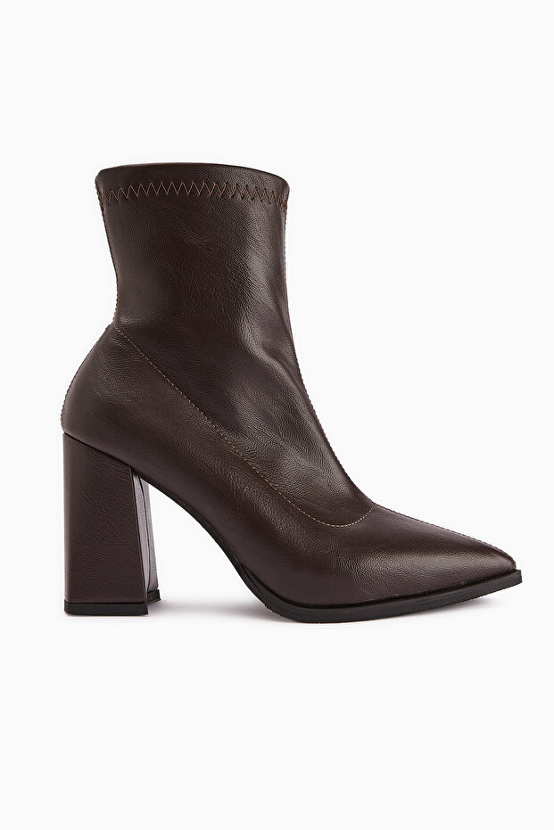 Susy Brown Thick Heeled Stretch Women's Boots