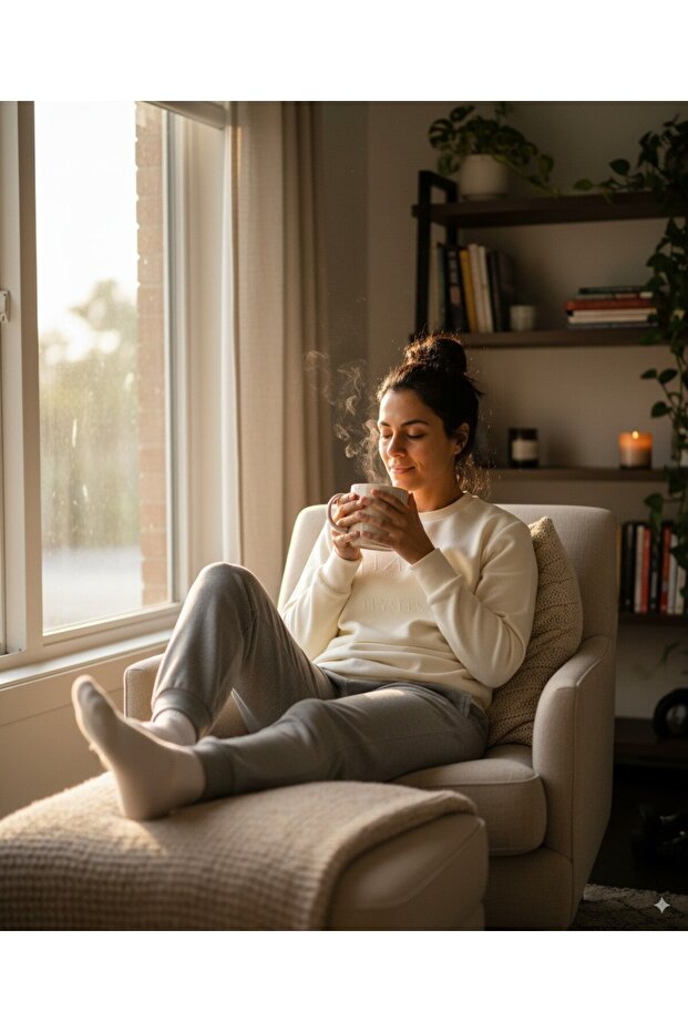 سويت شيرت نسائي من القطن ذو 3 خيوط وياقة دائرية - 4