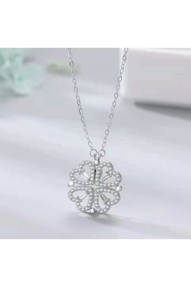 Women's Openable and Closeable Magnetic Multi-Heart Clover Steel Necklace