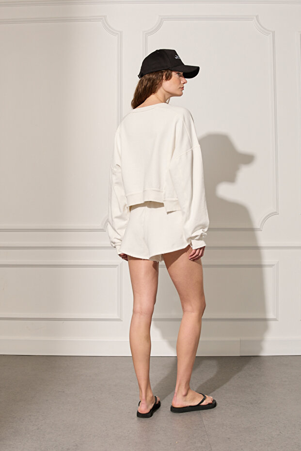 Yıkamalı Kısa Sweatshirt - 4