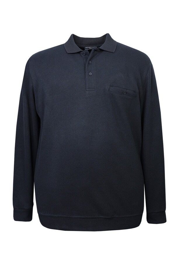 Large Size Polo Neck Thessaloniki Sweatshirt with Pockets (Wide Comfortable Fit)