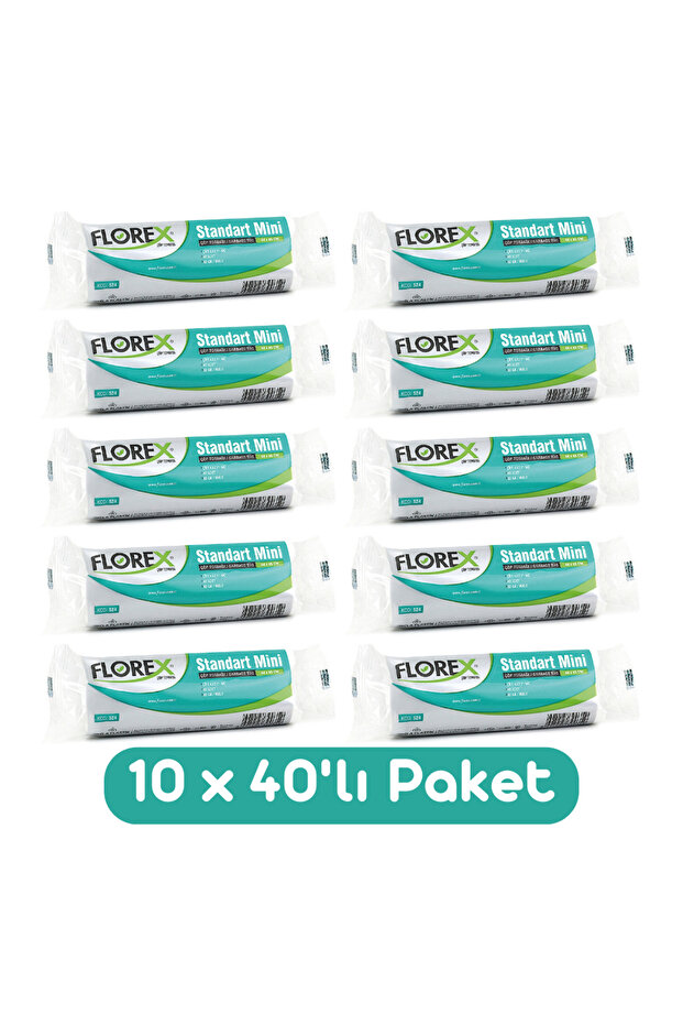 Standart Mini Boy Çöp Torbası 44x45 Cm 40'lı Rulo Beyaz 10 Rulo (400 Adet) - 1
