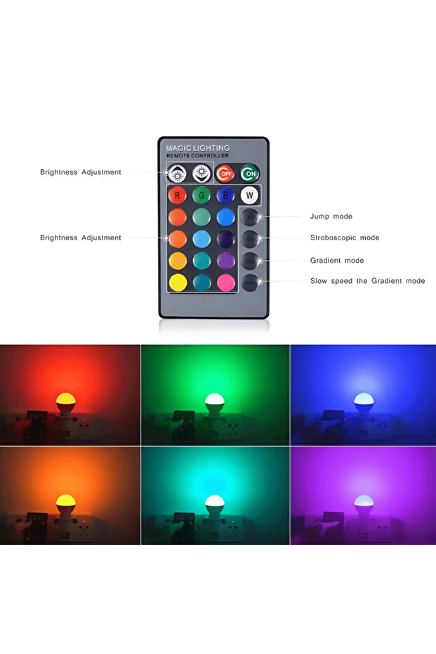 مصباح LED ذكي RGB مع جهاز تحكم عن بعد - 3 وات، قاعدة E27 - 2