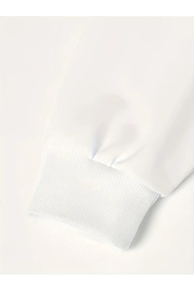 Leopard Pattern Bow Printed White Crew Neck Sweatshirt - 3