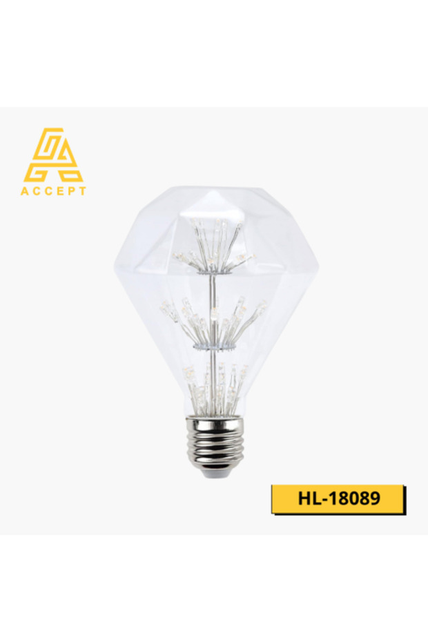 مصباح LED على شكل ماسة، 3 وات، ضوء أصفر، قاعدة E27