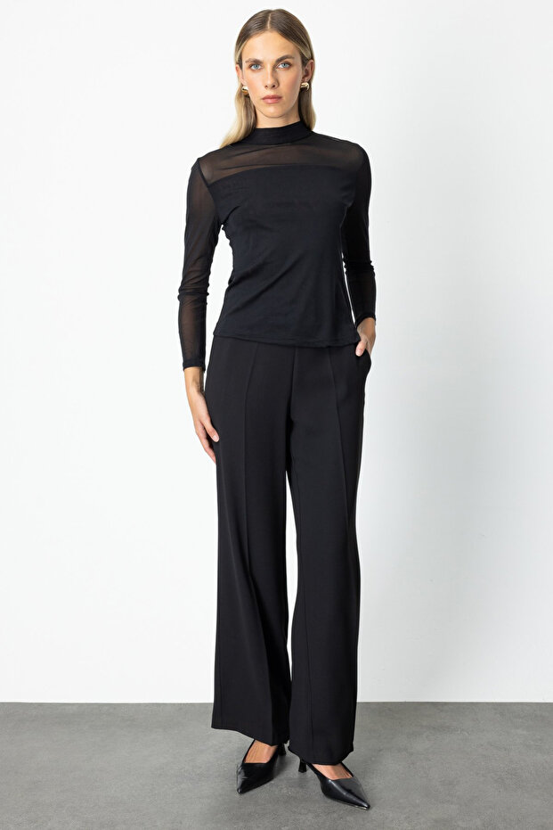 بلوزة شيفون بياقة واقفة - 3