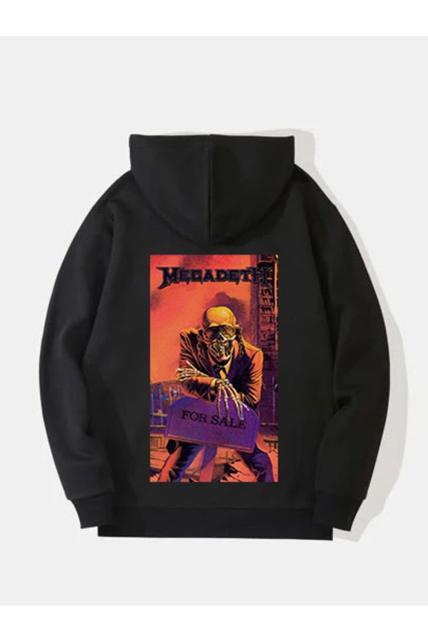 Megadeth Printed Cotton Long Sleeve Ribbed 3-Ply Hooded Rock Sweatshirt