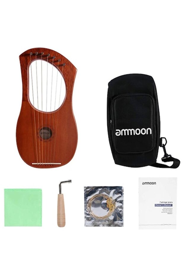 Musical instrument Lyre Harp with 7 strings for children and adults, ammoon Lyre Harp + case - 1