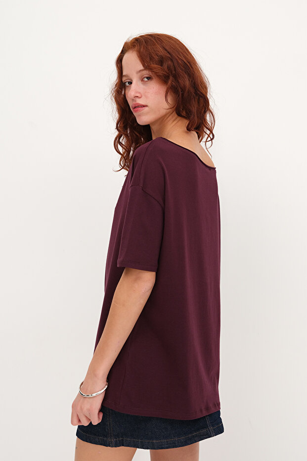 Kayık Yaka Basic T-shirt P1822 - 6
