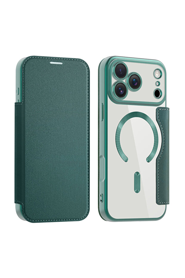 Husa iPhone 17 Pro Max SmartMag Book Case, verde