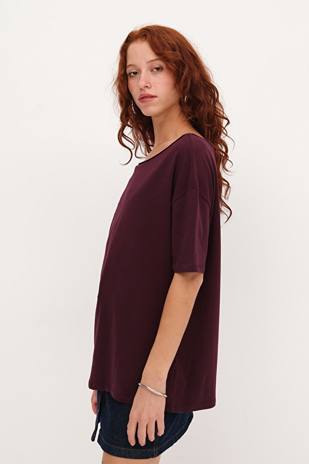 Kayık Yaka Basic T-shirt P1822 - 4