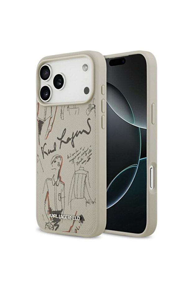 iPhone 17 Pro Max Hardcase Grained Pattern Logo, Grey - 1