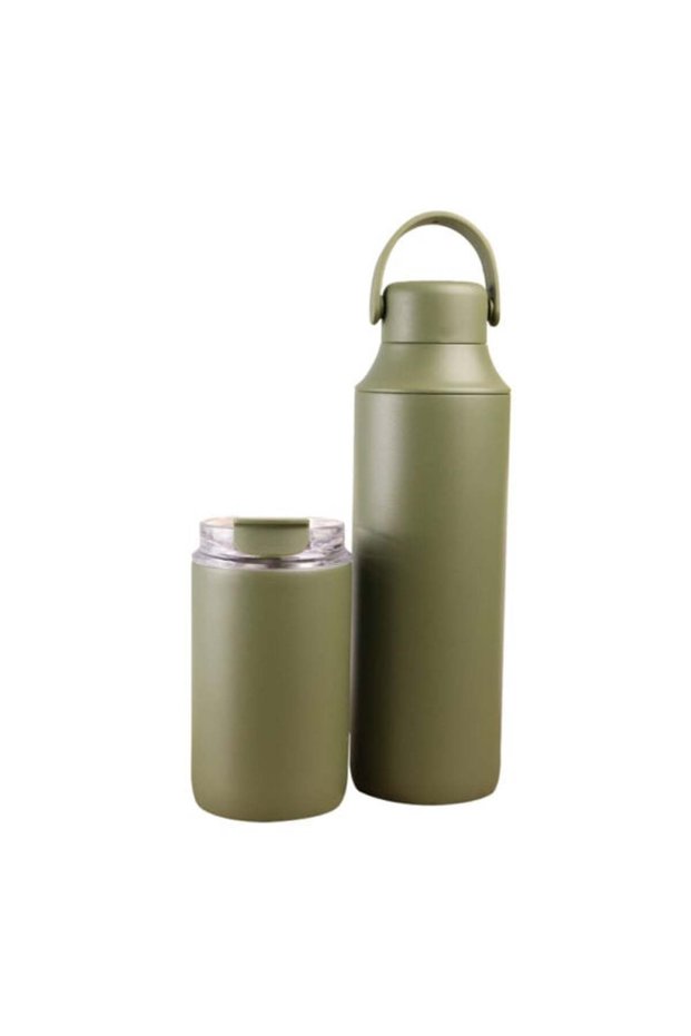 Flaskee Cup Set – 600ml & 300ml Stainless Steel Double-Wall Tumblers with Straw