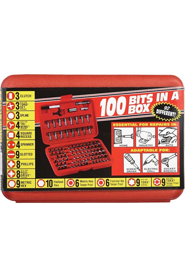 Bits Uç 100 Parça Set PZ PH SL Torx Kare Square Recess Slotted Spanner Hex Spline Tamperproof Hex - 2