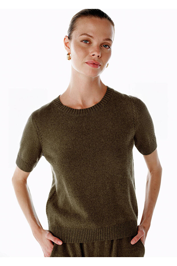 Haki Kaşmir Triko Üst - 3