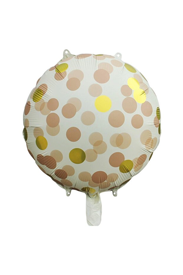 Brown Gold Polka Dot Round Foil Balloon 45 cm