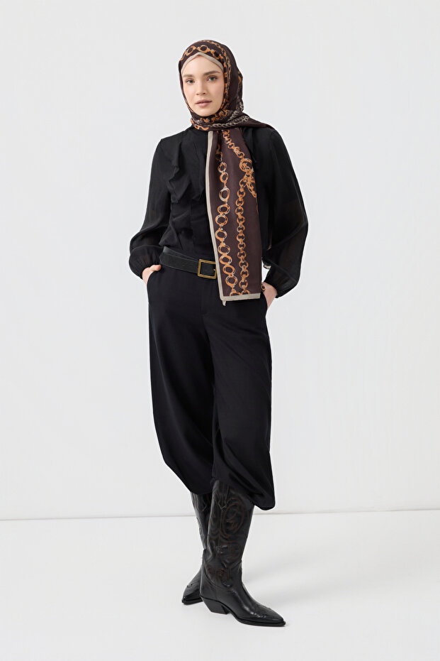 Cotton Twill Şal Loop Line Acı Kahve - 4