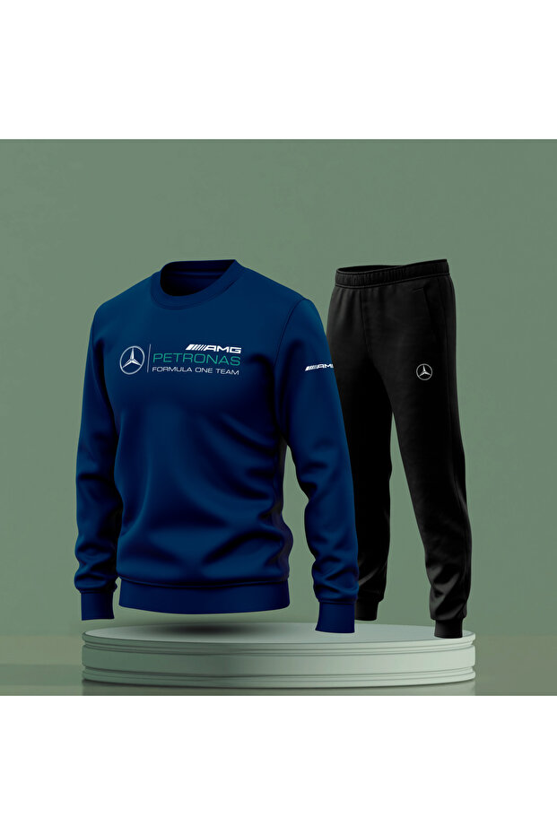 Crew Neck m'Ercedes B'Enz Printed Men's Tracksuit Set / Car