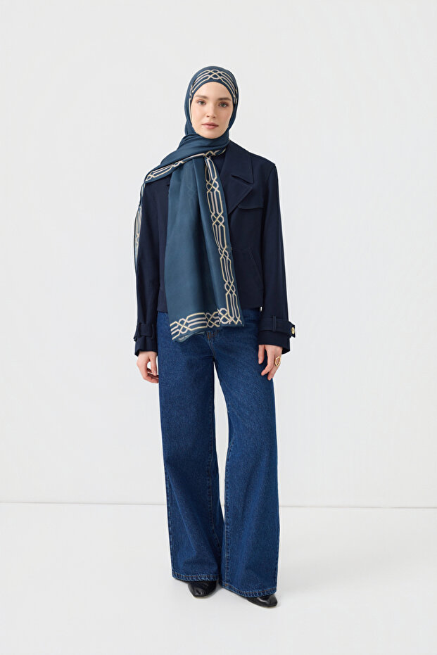 Cotton Twill Şal İnterlock İndigo - 5