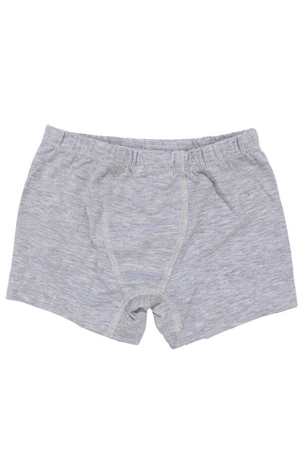 Boy's Gray Elastic Solid Color Boxer - 1