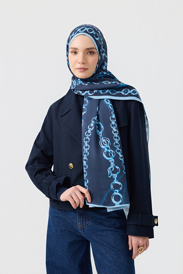 Cotton Twill Şal Loop Line İndigo - 3