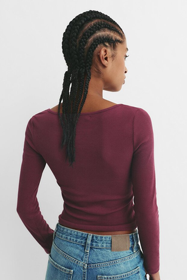 تي شيرت برقبة دائرية مضلعة - 2