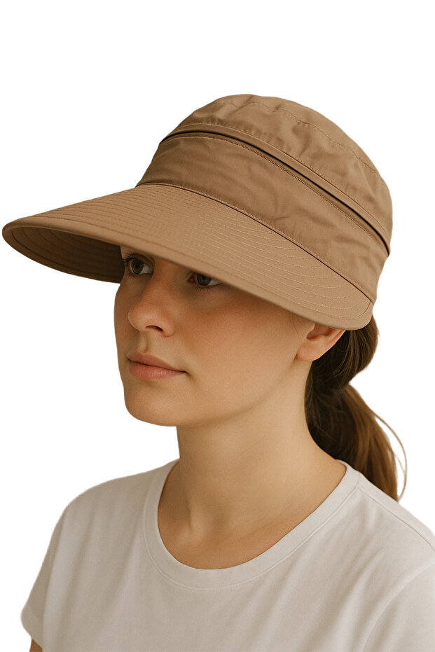 Brown Women's Adjustable Sun Visor Hat for Sports, Golf, and Tennis