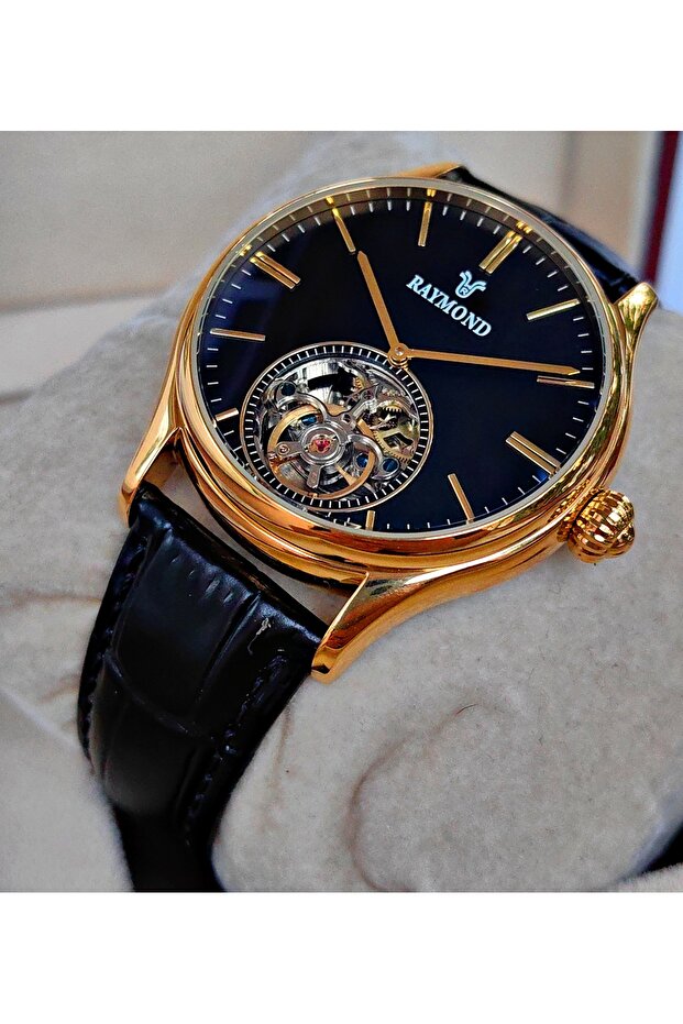 Gold Black Automatic Men's Wristwatch