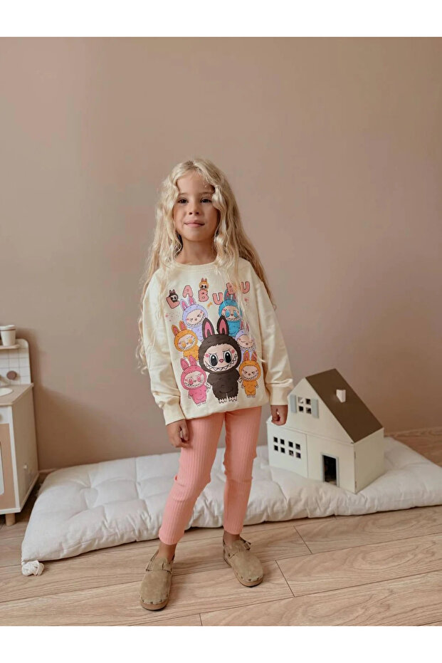 Character printed girl's leggings set - watermelon