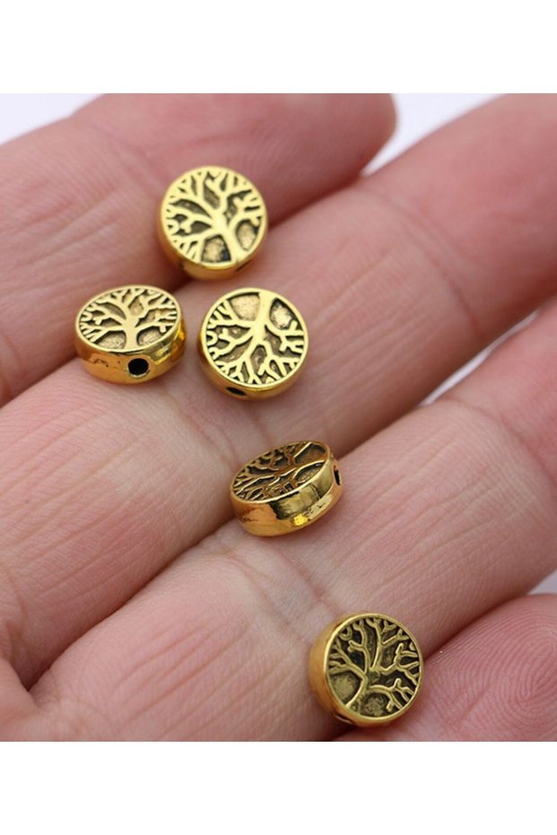 20 Pieces Round Tree of Life Gold Color Non-Tarnish Plated Intermediate Apparatus Jewelry Accessory