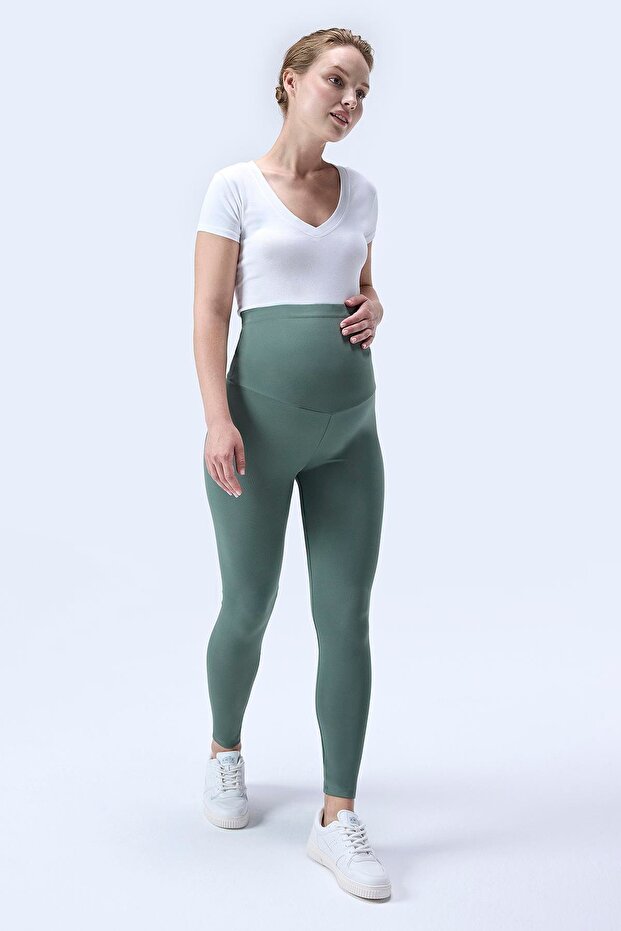 344 High Waist Maternity Leggings with Green Color Recovery and Extra Stretchy Effect
