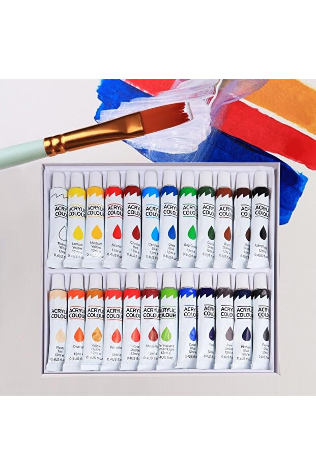 SKY-TOUCH Acrylic Paint Set: 24 Colors 12ml Non-Toxic Art Craft Paints - 3