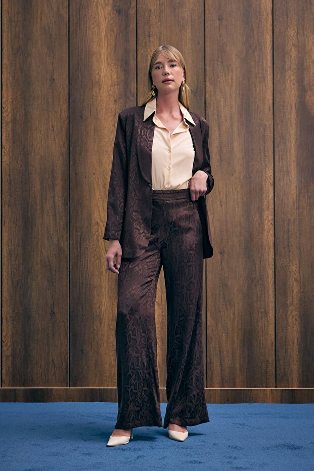 Snake Patterned Trousers - Brown - 6