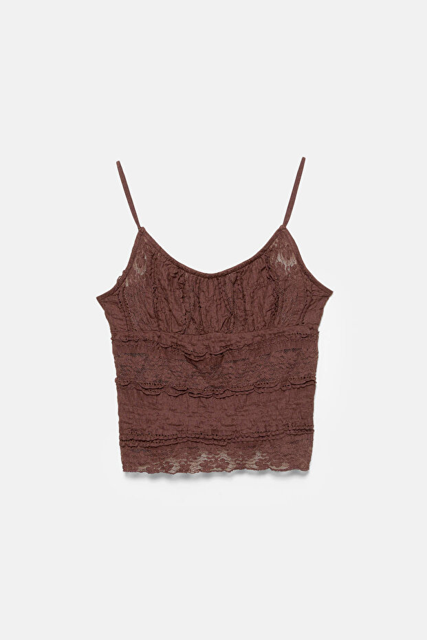 بلوزة من الدانتيل مع حمالات - 4