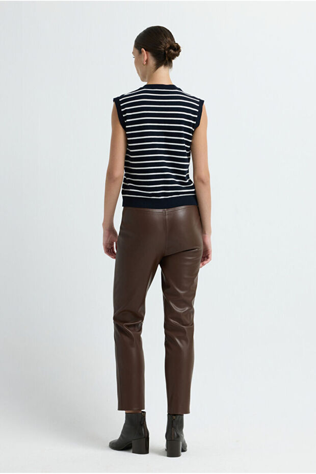 Düğmeli Triko Bluz - 6