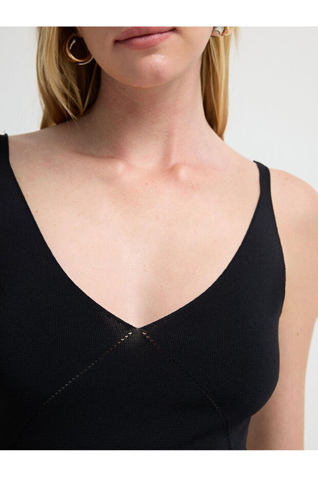 V Yaka Triko Bluz - 2