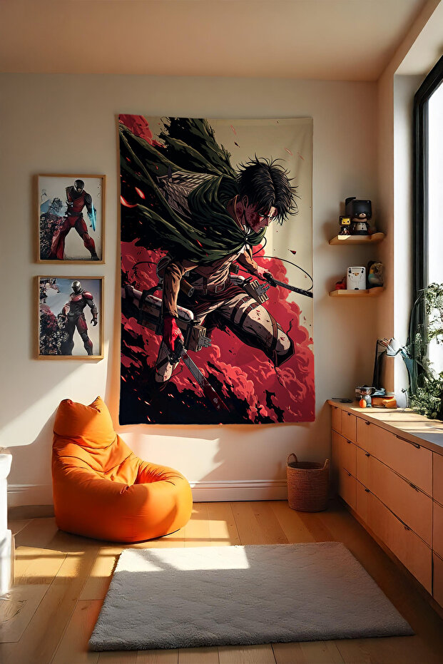 Attack On Titan Dikey Duvar Örtüsü – Anime Temalı Kaliteli Kumaş Oda Dekoru Tapestry Duvar Halısı - 4