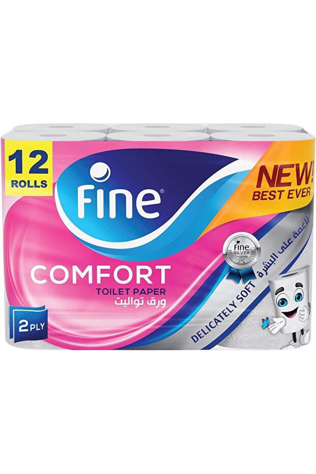 Comfort Toilet Tissues Paper 12 Rolls, 180 sheets x 2 Ply