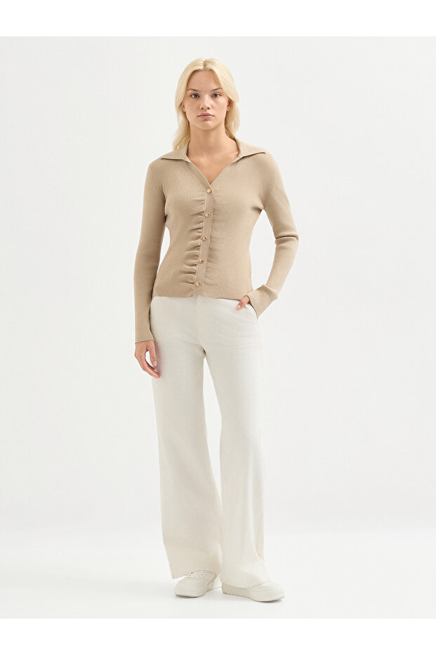 Kadın Triko Hırka-Bej - 1