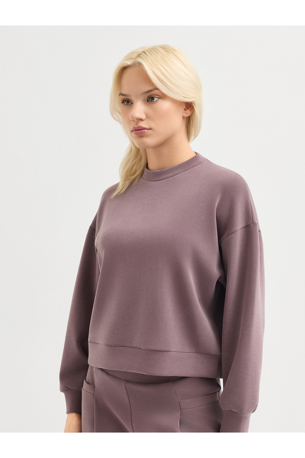 Kadın Regular Fıt Sweatshırt-Mor - 4