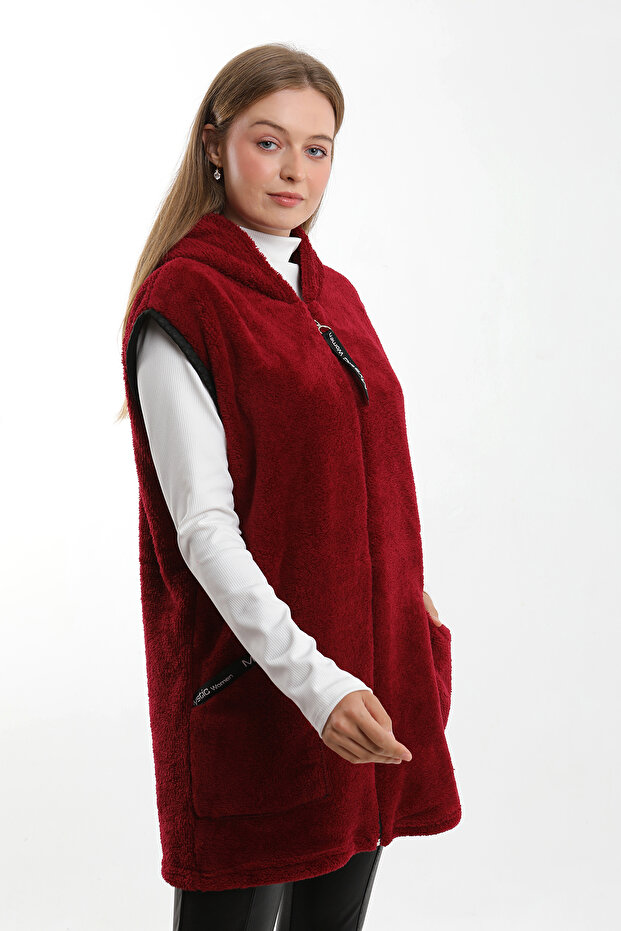 Welsoft Plush Vest with Hood and Zipper, Wide Size Range - 5