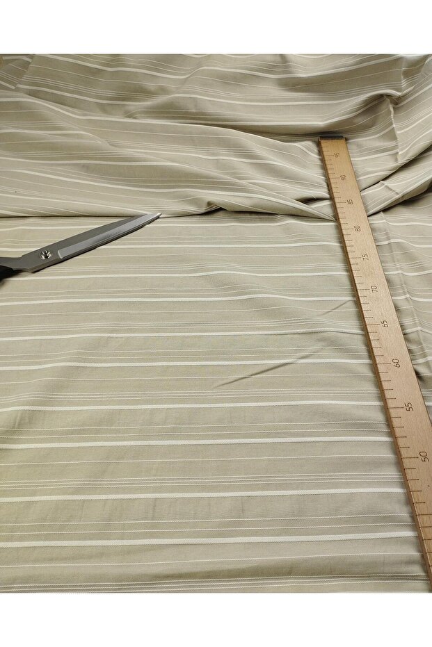 Linen in Pastel Green Cream Colors (Width 140 cm X Length 290 cm)