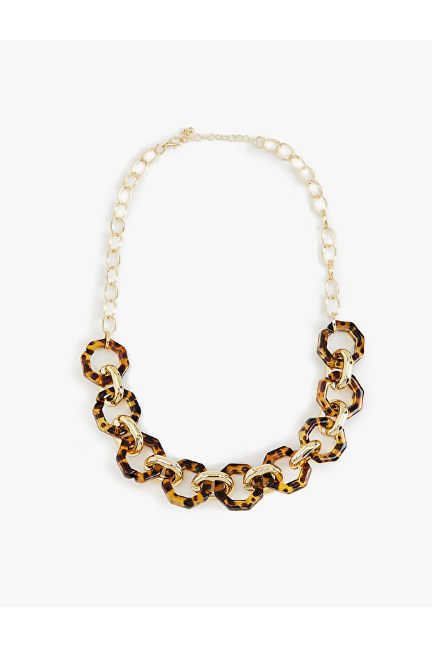 Leopard Pattern Geometric Chain Necklace