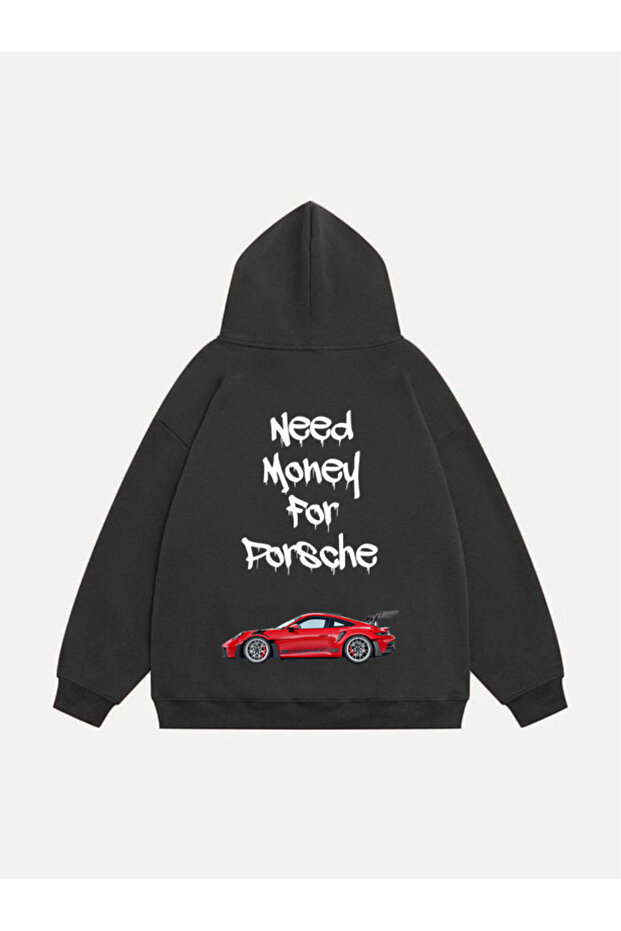 Unisex Need Money for Printed Hooded Fleece Oversize Sweatshirt