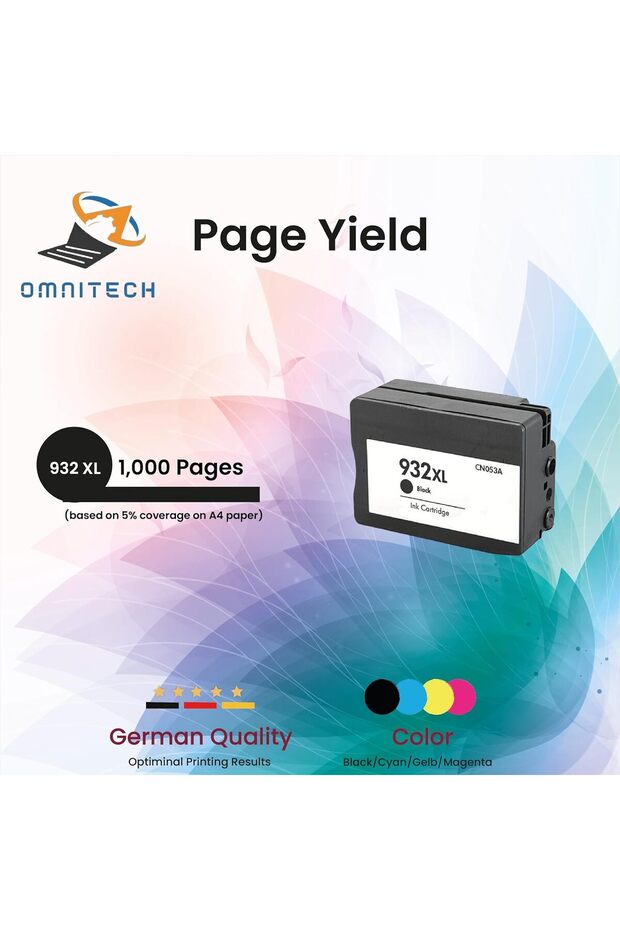 932XL 933XL Black Ink Cartridge - Compatible with Ink HP OfficeJet 6100, 6600, 6700, 7110, 7510, 761