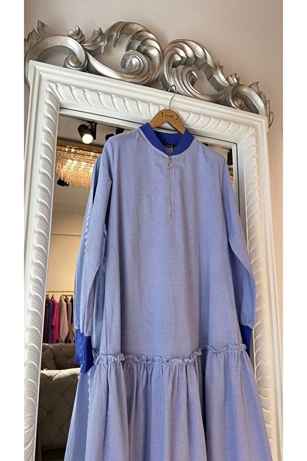 6389 Elbise - Mavi - 4