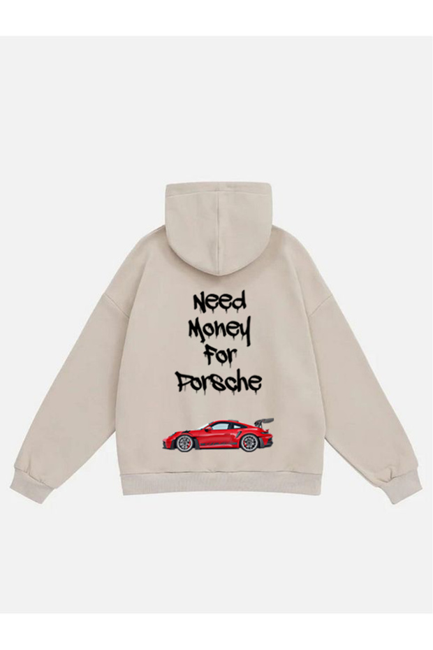 Unisex Need Money for Printed Hooded Fleece Oversize Sweatshirt