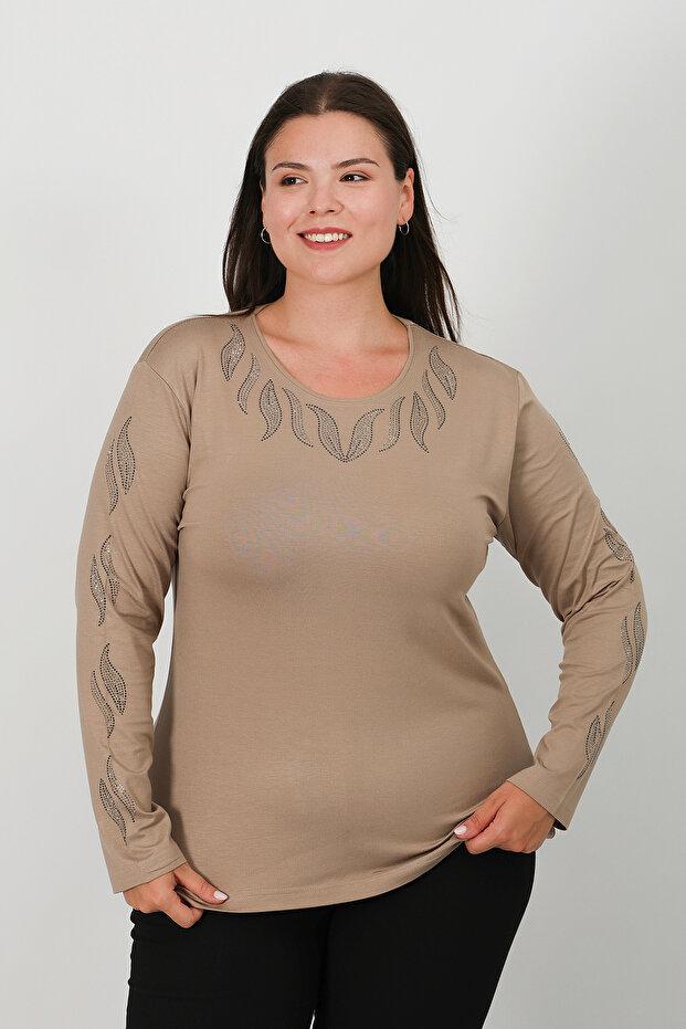 Taş Baskı Penye Bluz - 3