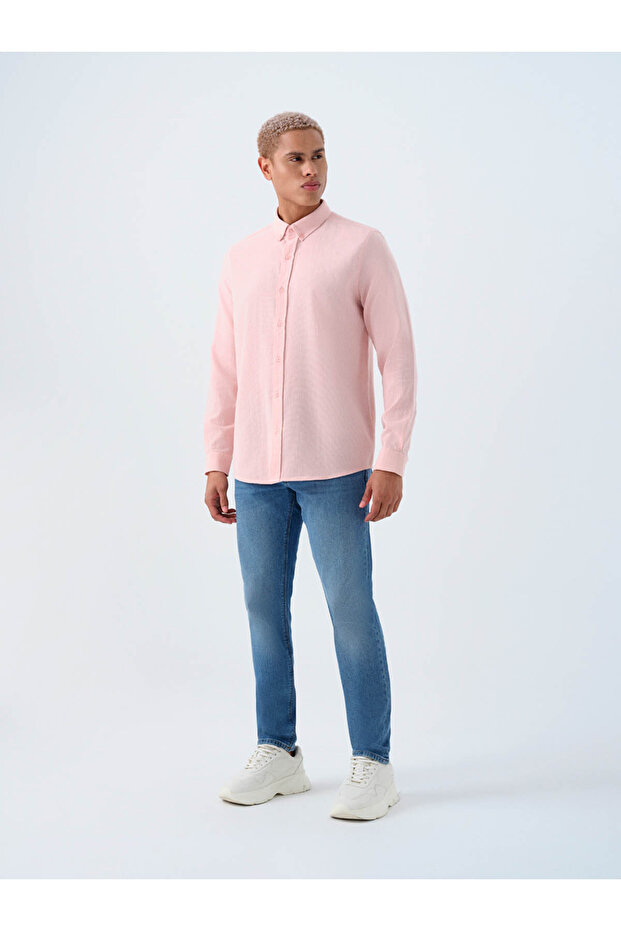 Regular Fit Uzun Kol Pudra Erkek Gömlek LF2040017 - 2